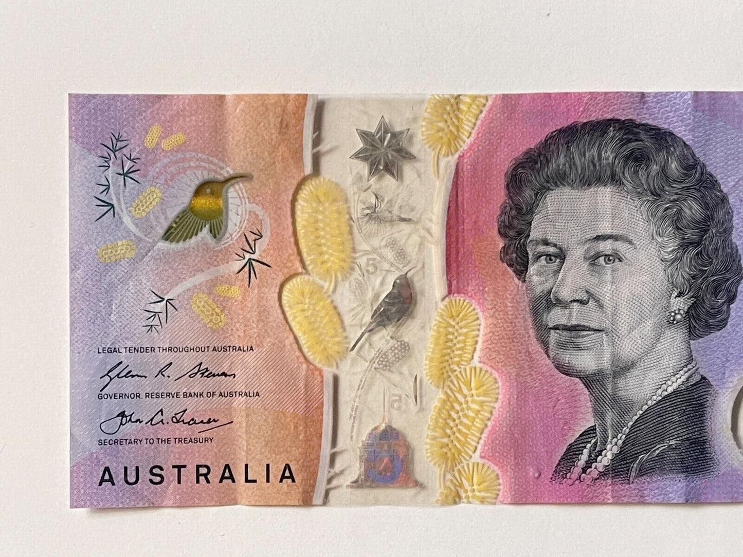 5 dollar note Australia 2016 "093390" RADAR serial