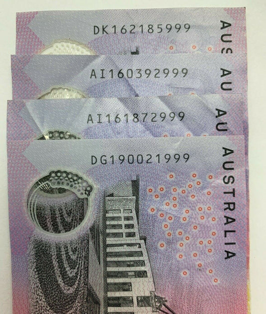 5 dollar note Australia 2016/2019 "999" Ending Serials