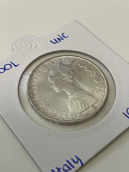 Renaissance Lady Silver Coin .500 Italy 1967 500 Lira Choice UNC