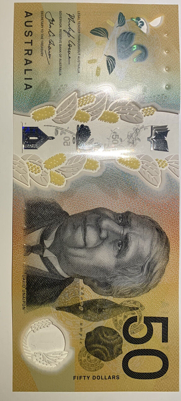 50 dollar note australia LOWE/FRASER FIRST PREFIX AA 2018