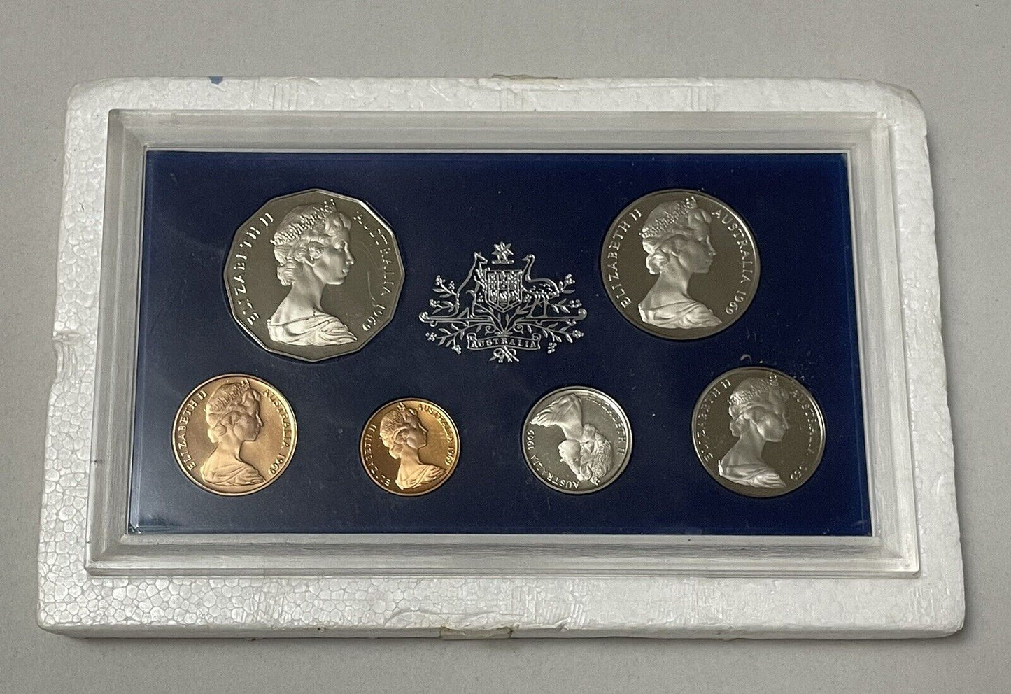 Rare 1969 Royal Australian Mint Proof 6 Coin Set With Foam No COA UNC