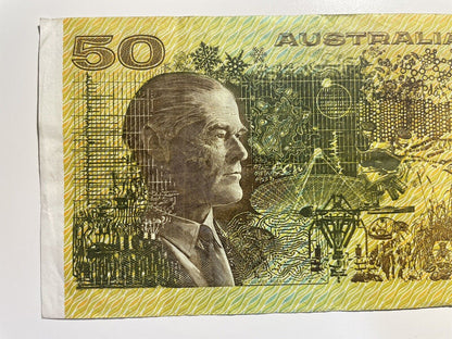 1979 Knight/ Stone $50 Fifty Dollars Australia YHD Prefix Paper Bank Note Circ