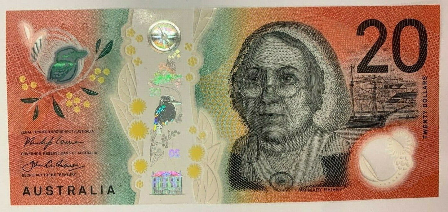 20 dollar note Australia 2019 LOWE/FRASER CC Serial