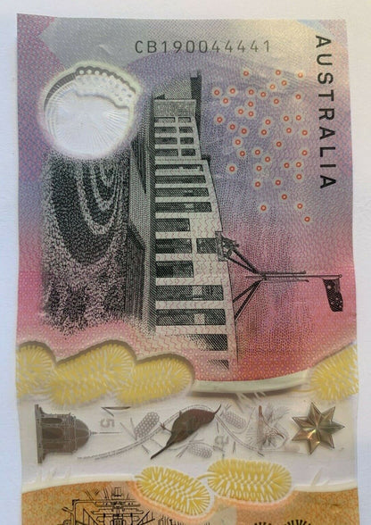 5 dollar note australia 2019 "4444" Serial