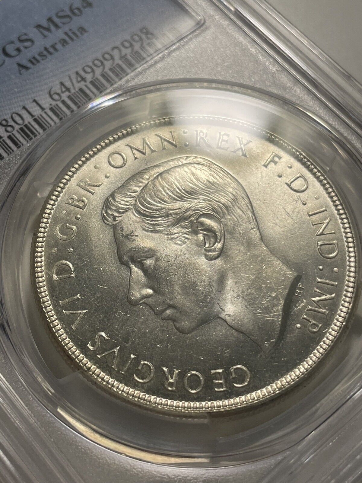 Australia 1937 Crown Five Shillings 5/- Large Silver Coin PCGS Graded MS64