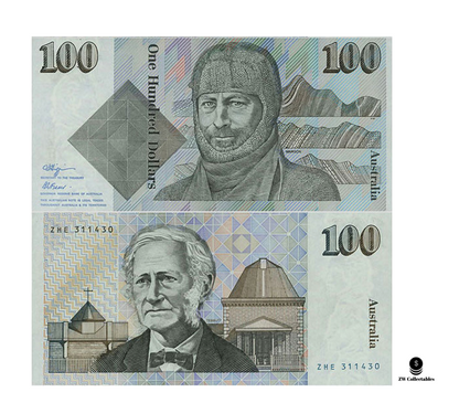 Rare Australian 100 dollar notes 1984 - 1996 Sir Douglas Mawson & John Tebbutt