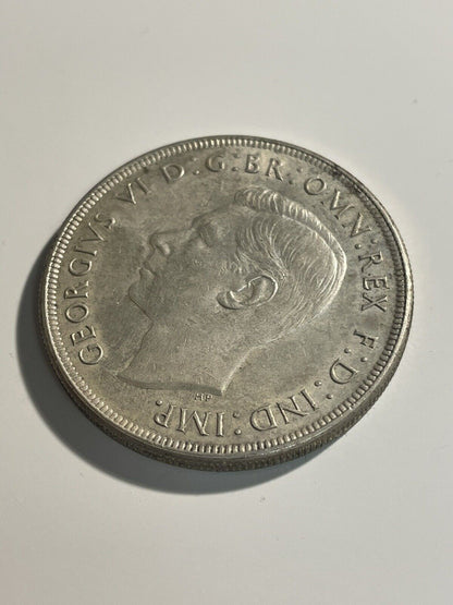 Australia 1937 Crown Sterling Silver Five Shillings 5/- Large Coin Scarce aUNC