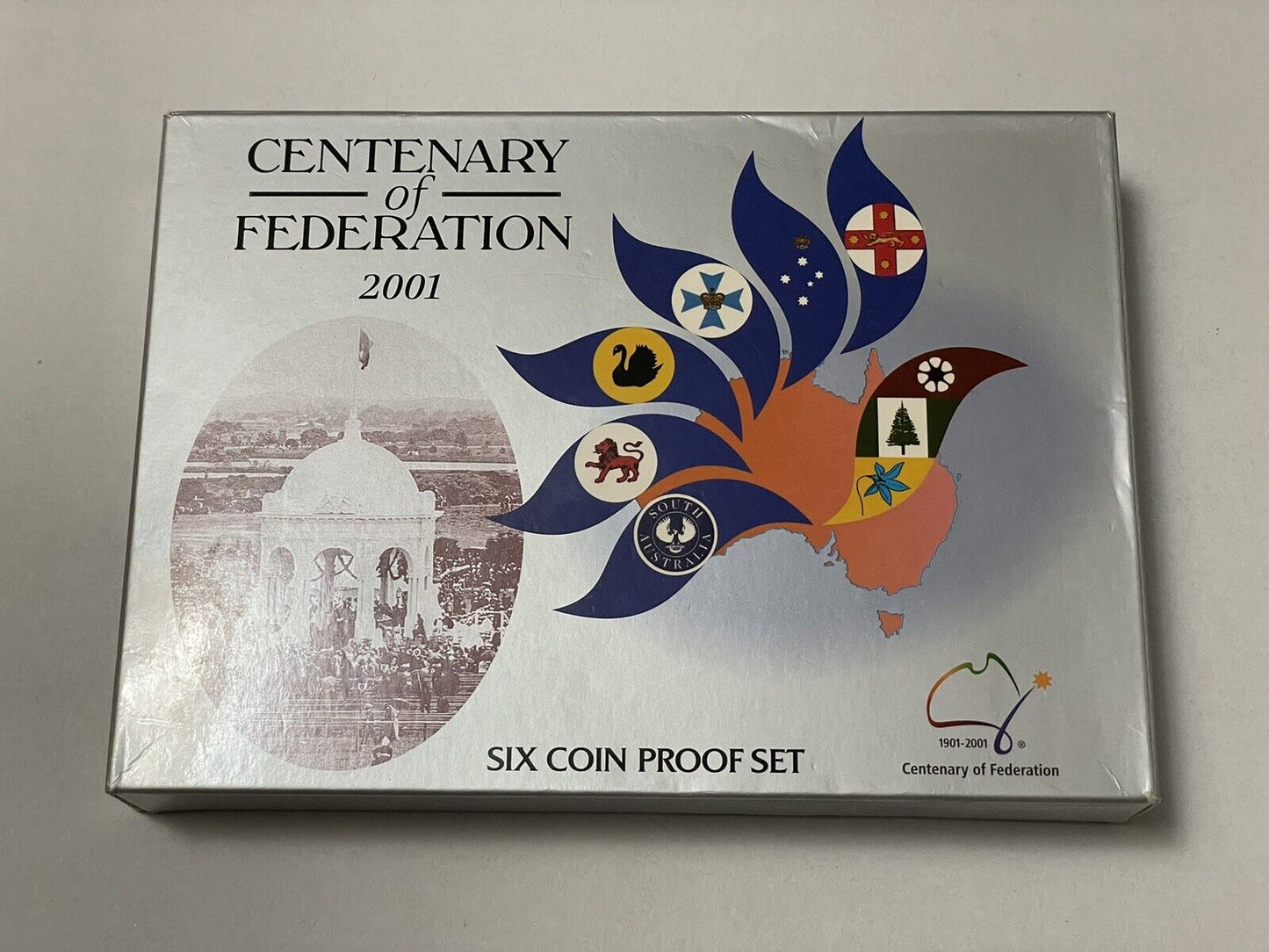 Australia 2001 Six Coin Proof Set Centenary of Federation UNC Coloured $1 & 50c