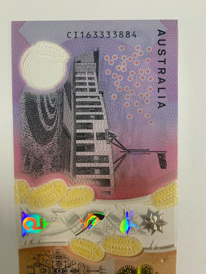 5 dollar note australia 2016 "3333" Serial