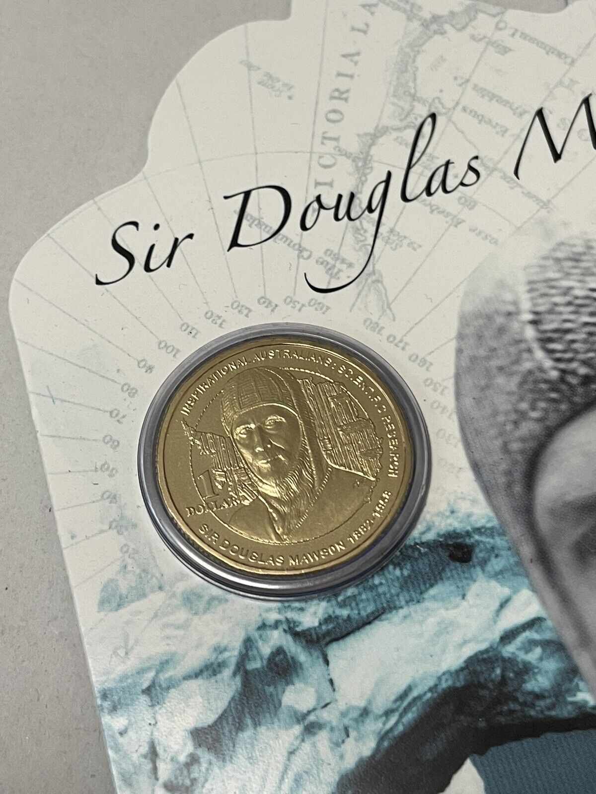 2012 Inspirational Australians - Sir Douglas Mawson. RAM $1 Coin RAM Card