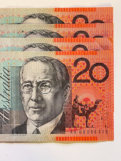 20 Dollar Note Australian 2008 AA,DA,GB,JC Prefix