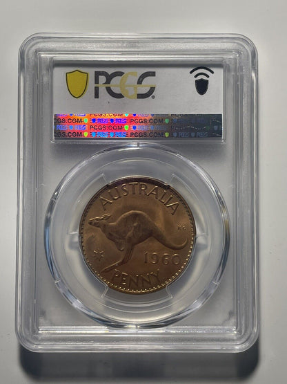 Australia 1960 Y. Perth Proof Penny PCGS Graded PR65RD GEM Scarce