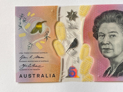 5 dollar note Australia 2016 "607706" RADAR serial