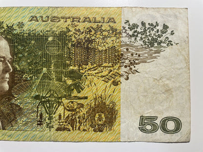 1979 Knight/ Stone $50 Fifty Dollars Australia YGQ Prefix Paper Bank Note Circ