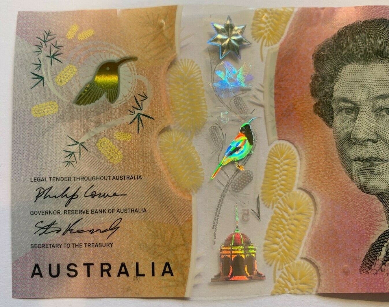 5 dollar note australia 2019 "4444" Serial