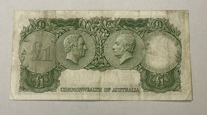 Australia 1953 Coombs/ Wilson £1 One Pound Paper Banknote Predecimal VF