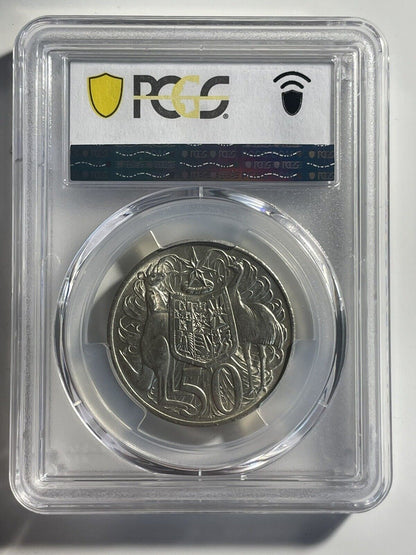 1966 round 50c Fifty cents Graded PCGS Ms62 UNC 80% silver Random Cert