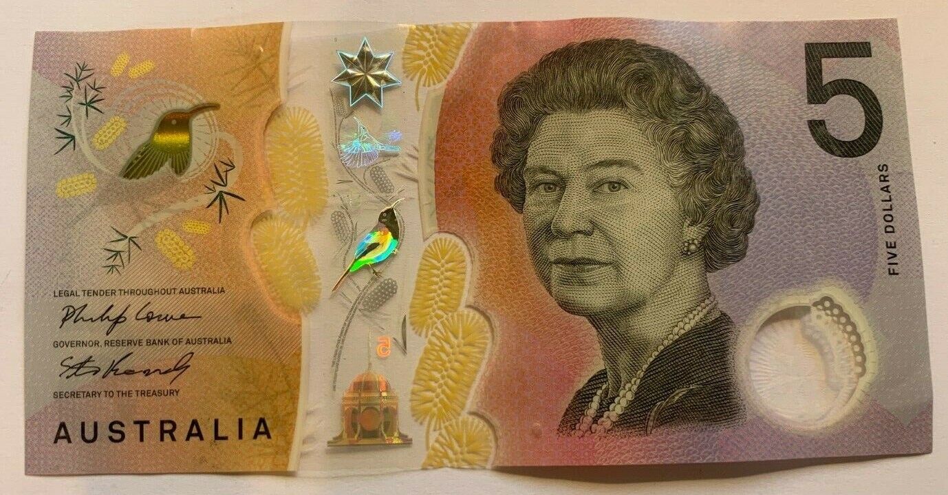 5 dollar note australia 2019 "4444" Serial