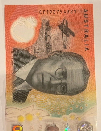 20 Dollar Note Australian 2019 "54321" Counting Serial