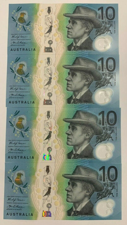 ✨10 dollar note Australian 2017 UNC AB/CA Matching Serial Pairs✨