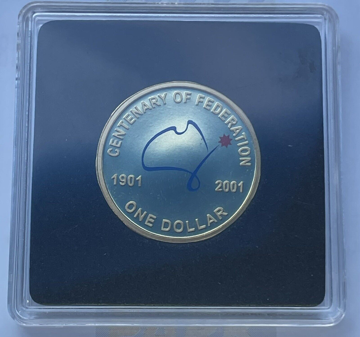 2001 $1 One Dollar Centenary of Federation in Proof Colourised UNC Scarce