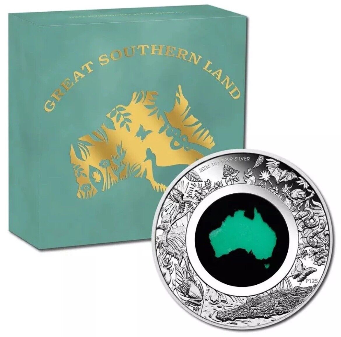 Great Southern Land 2024 1oz 999 Silver Proof Chrysoprase Coin Perth Mint