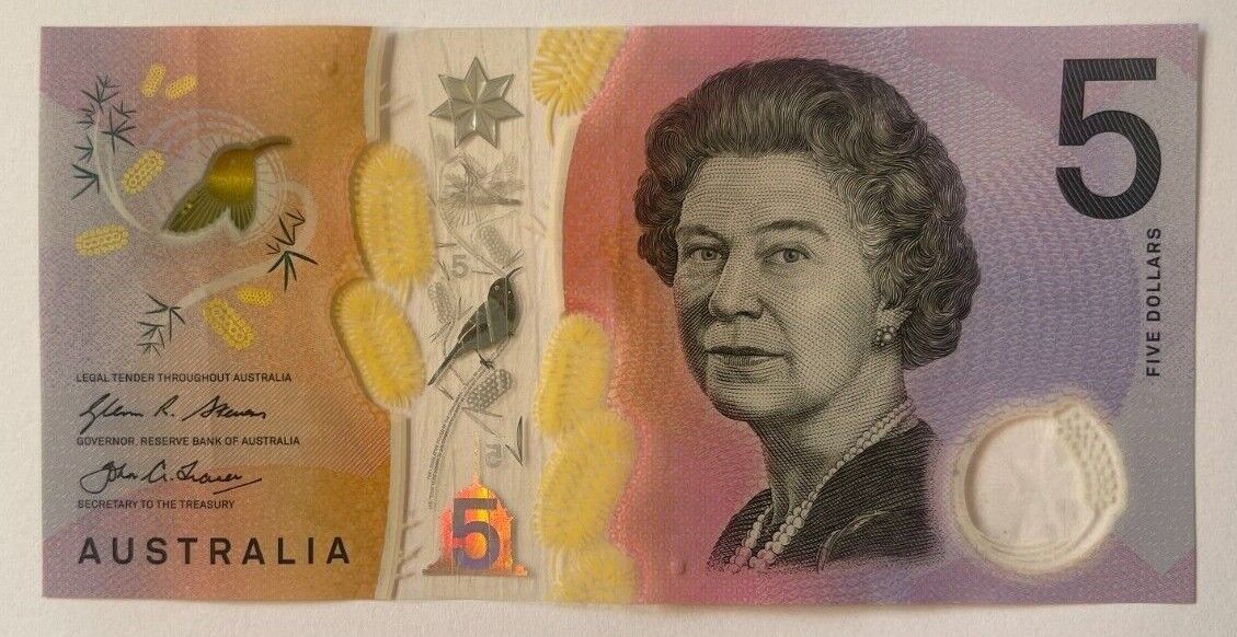 5 dollar note Australia 2016 "325523" RADAR serial