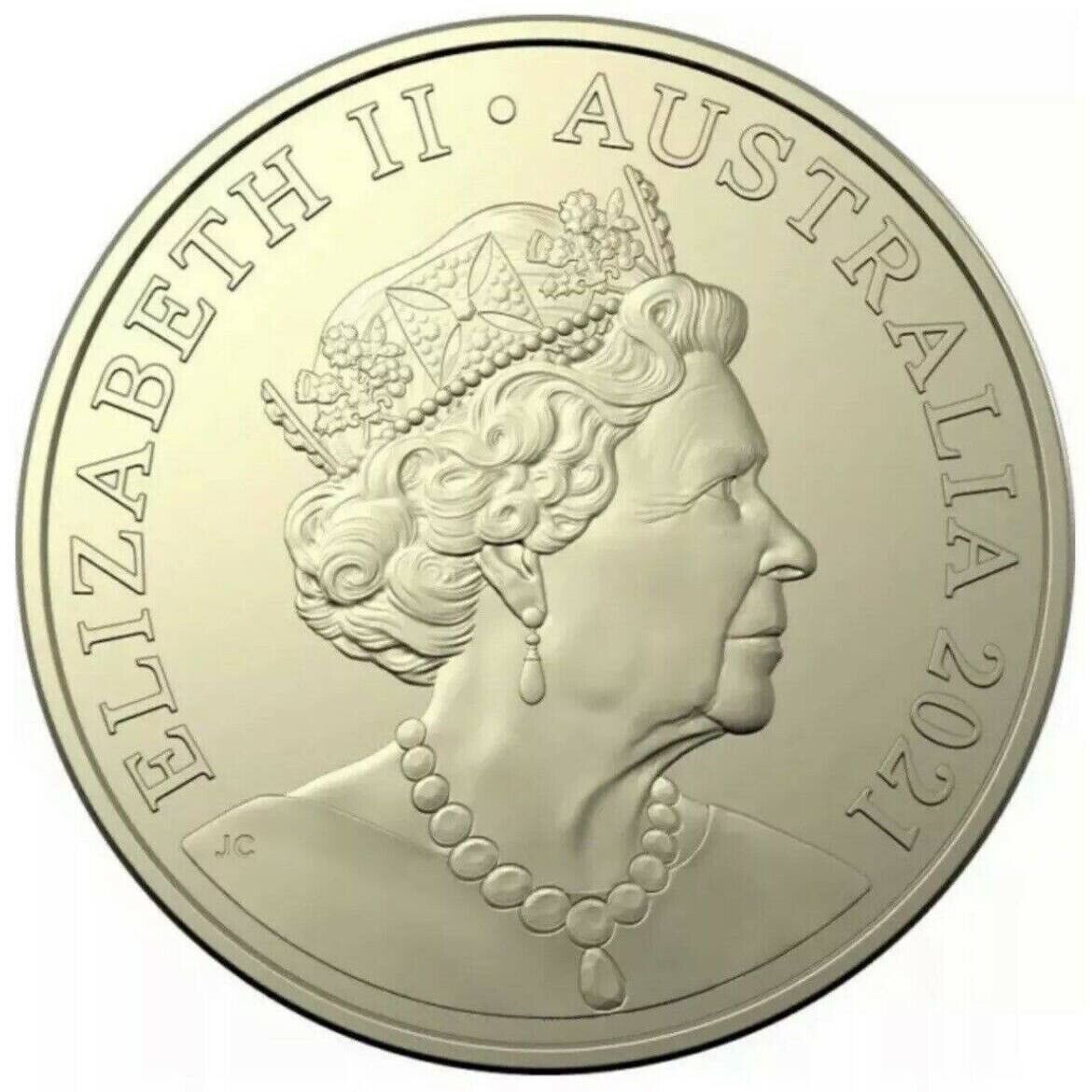 1x Australia One 2021 $1 One Dollar JC Obverse Coin 160k Mintage From RAM Bag