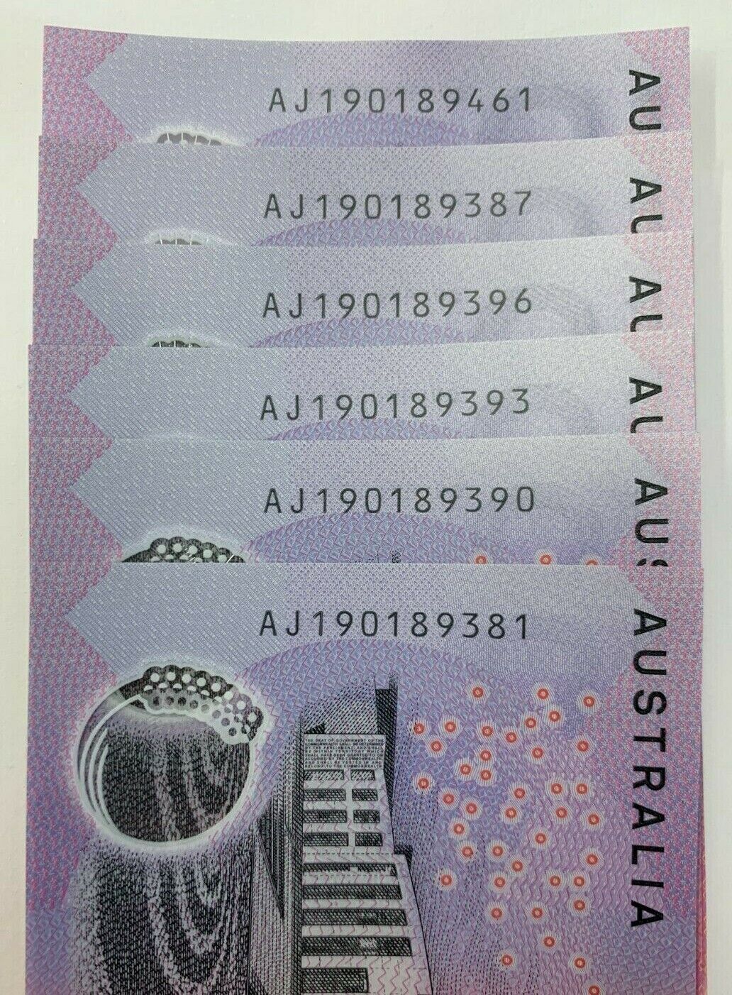 2019 5 Dollar Notes Australian a/unc