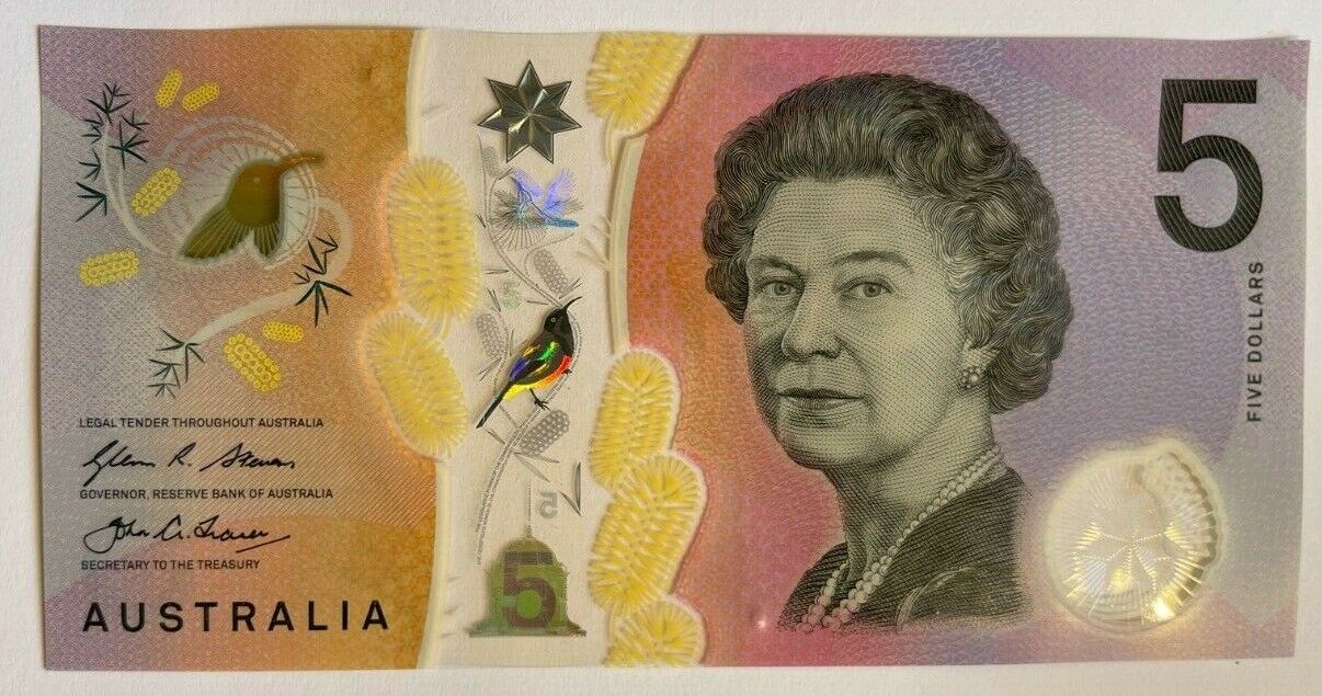 5 dollar note australia 2016 "77877" RADAR Serial