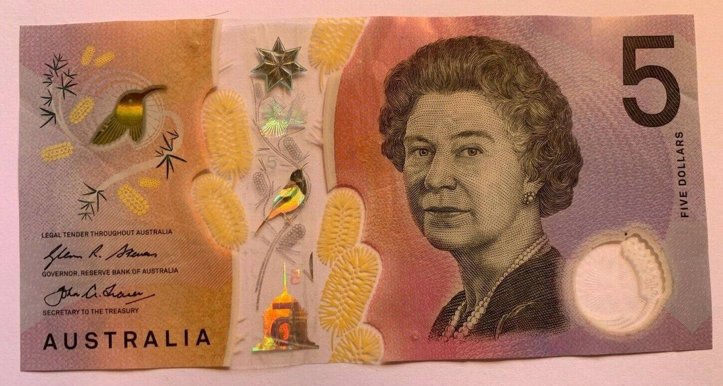 5 dollar note australia 2016 "960069" RADAR Serial