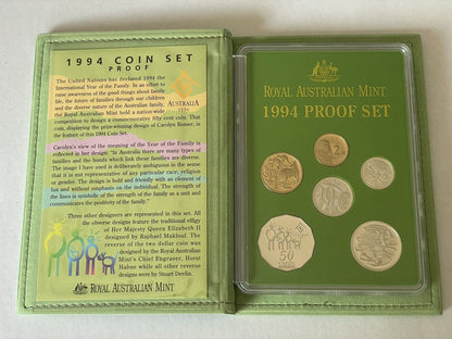 1994 Australia Proof 6 coin set International Year of the Family RAM case + box