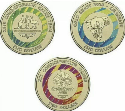 2018 $2 Australian Set of 3 Coins  Commonwealth Games Two Dollar Set