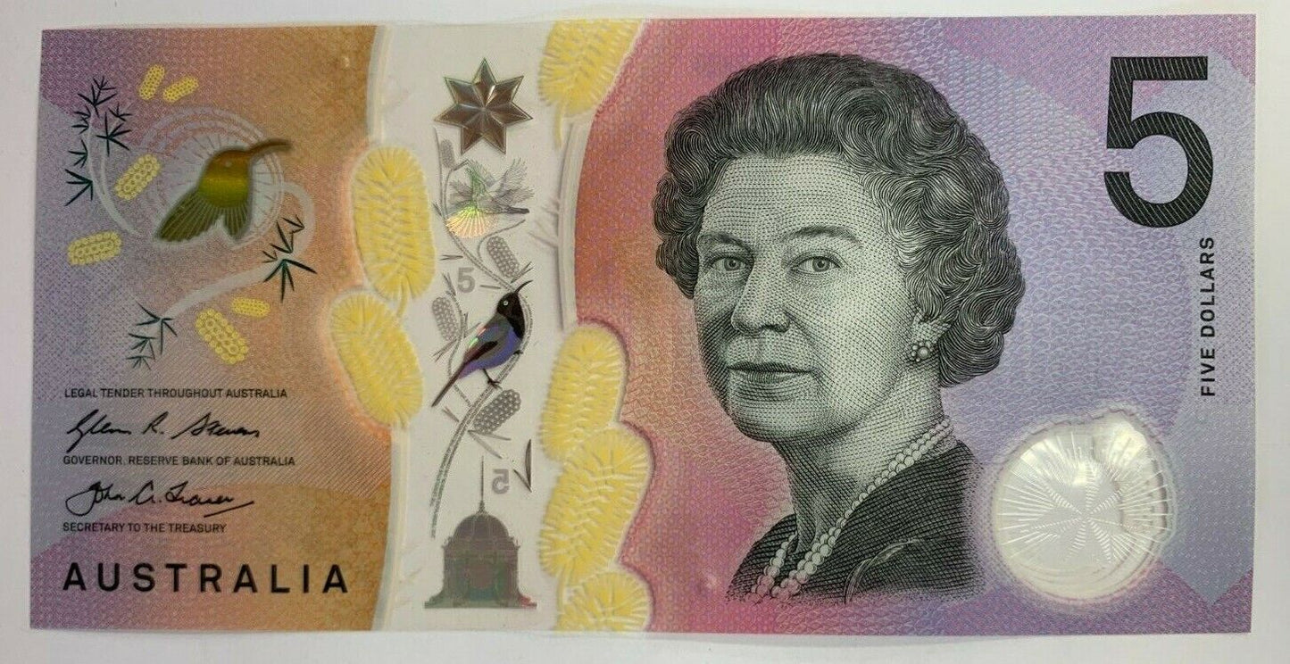 5 dollar note Australia 2016 "88388" RADAR serial