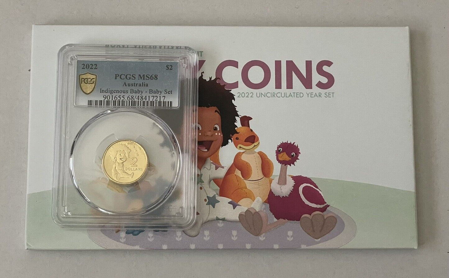 2022 Baby UNC Coin Set  Royal Australian Mint With PCGS Graded $2 Coin MS68