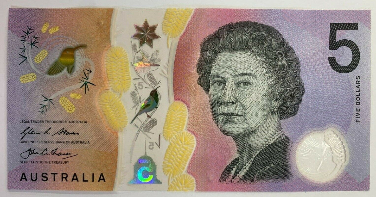 5 dollar note Australia 2016 "3333" Serial