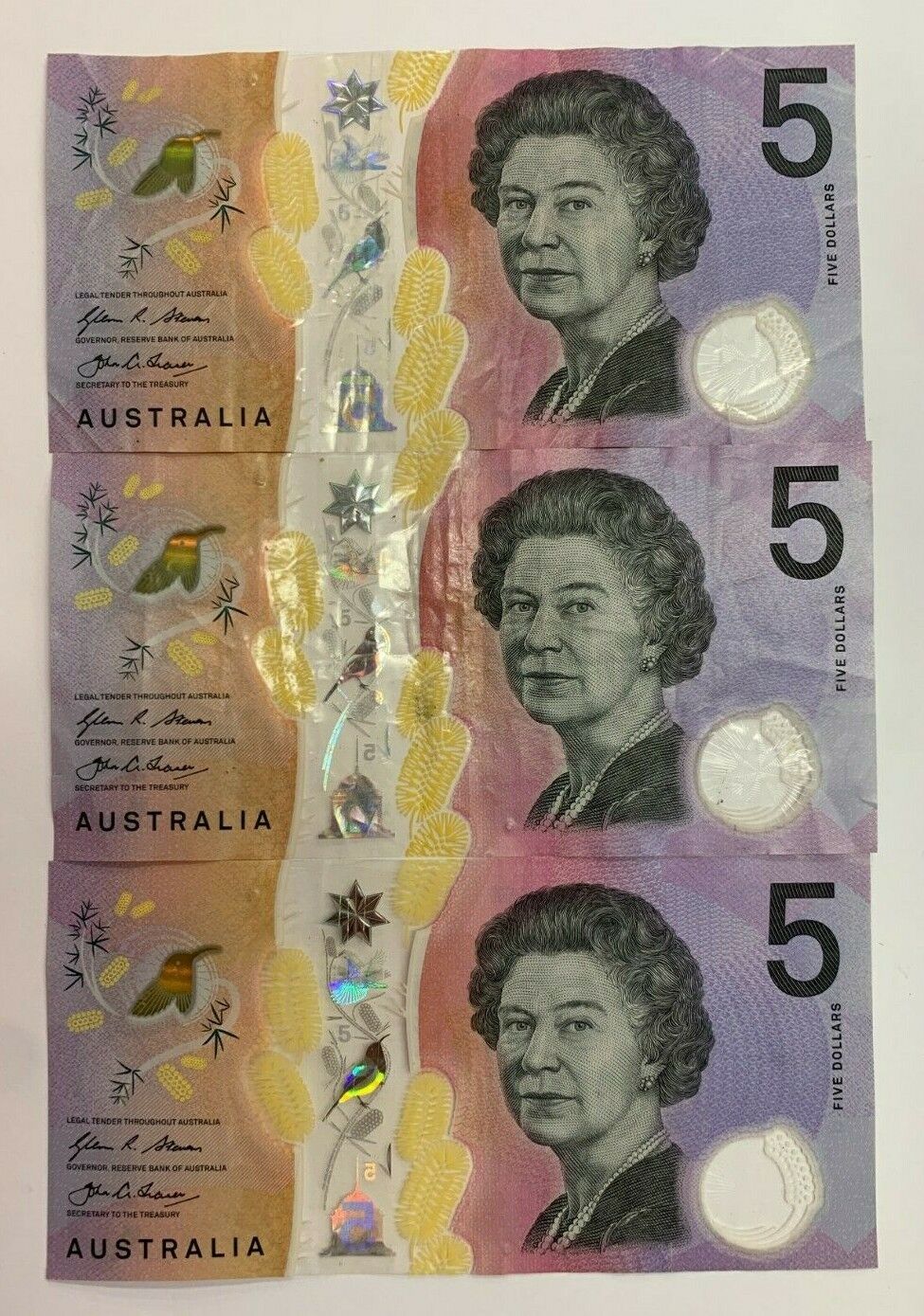 5 dollar note Australia 2016 "777" Ending Serials