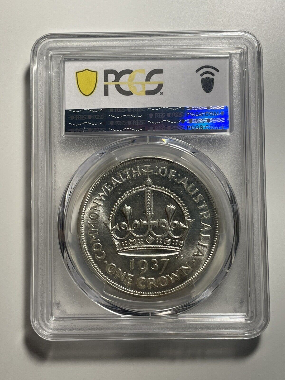 Australia 1937 Crown Five Shillings 5/- Large Silver Coin PCGS Graded MS64