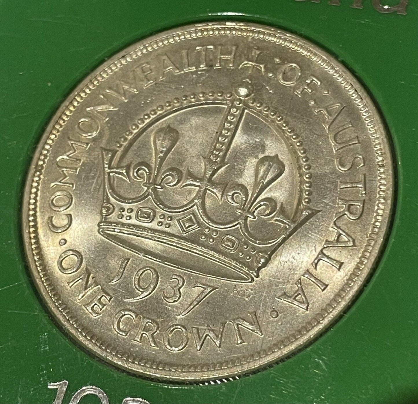 Australia UNC 1937 Crown Five Shillings 5/- Large 92.5% Silver Coin