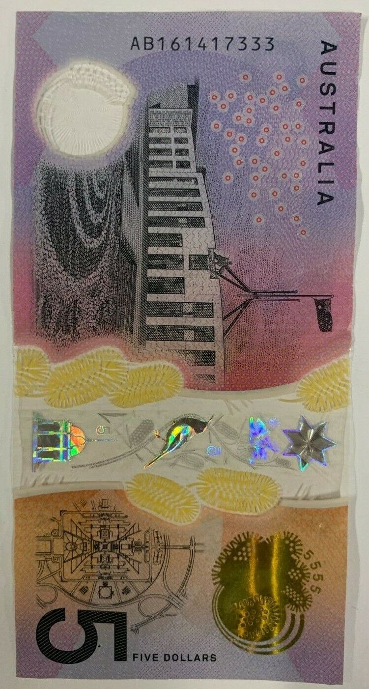 5 dollar note australia 2016 "333" serial