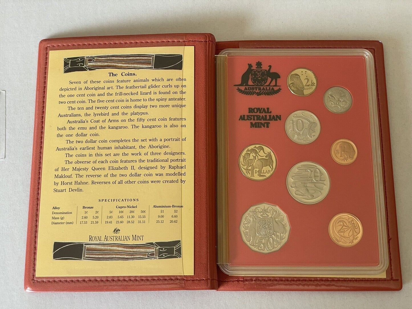 1990 Australia PROOF 8 COIN SET in original mint RAM folder with box