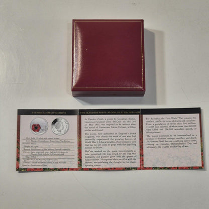 Niue $2 Two Dollars Silver Poppy Flanders Fields Boxed COA coin Branford Mint