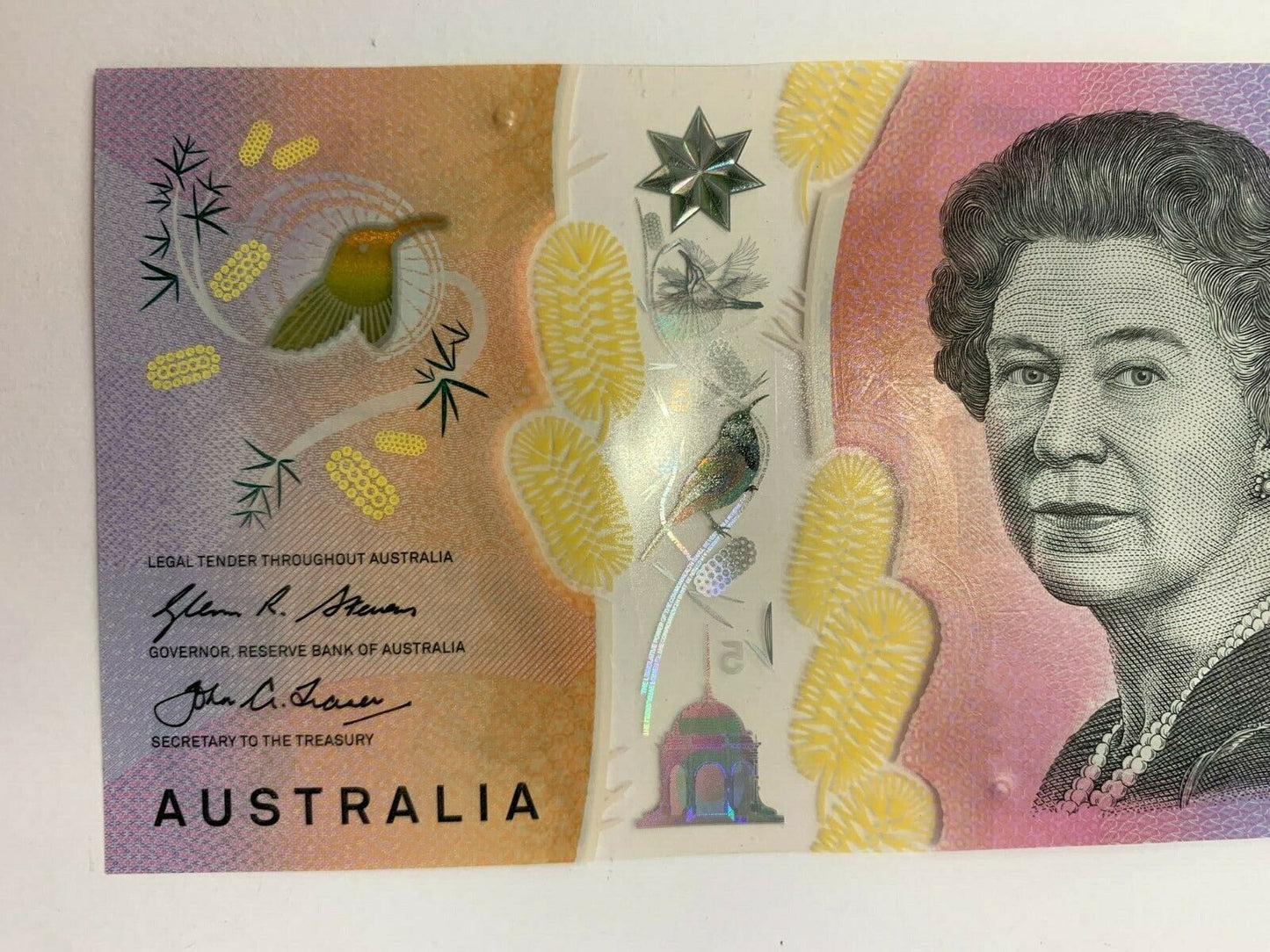 5 dollar note Australia 2016 "123" Counting Serial