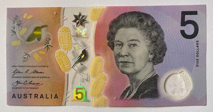 5 dollar note Australia 2016 "310013" RADAR serial