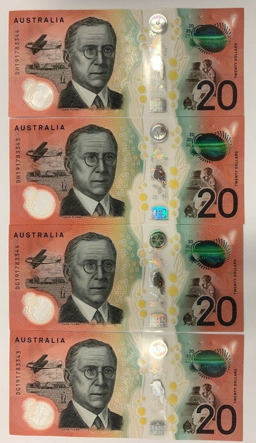 20 Dollar Note Australian 2019 Lowe/Gaetjens DG/DH Matching Pairs