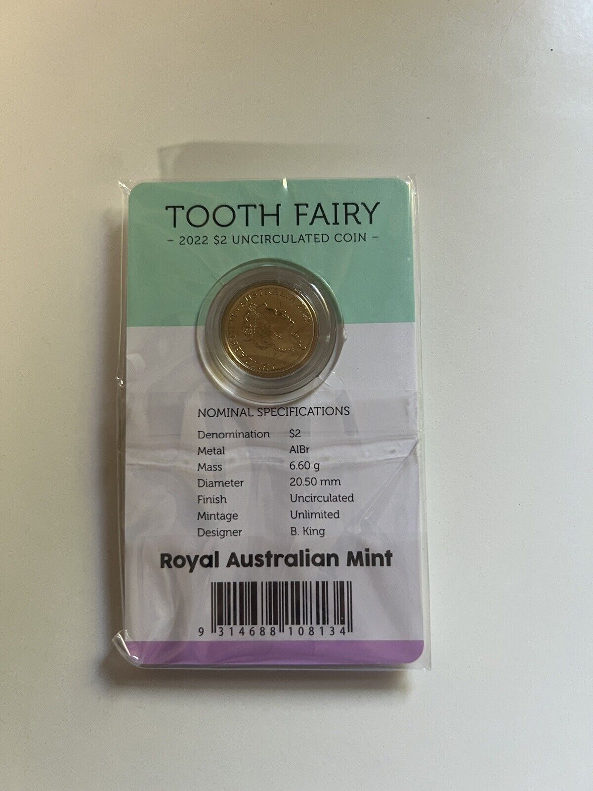 1x 2020 1x 2021 & 1x 2022 & 1x 2023 TOOTH FAIRY $2 COINS CARDED RAM