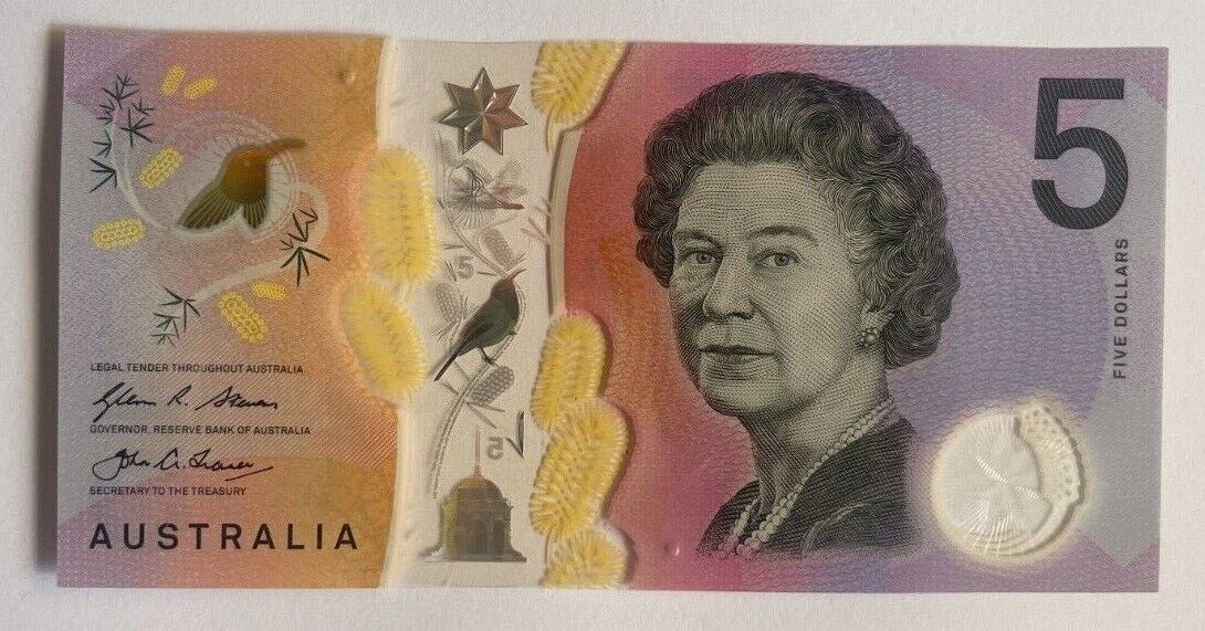 5 dollar note Australia 2016 "4321" Counting serial