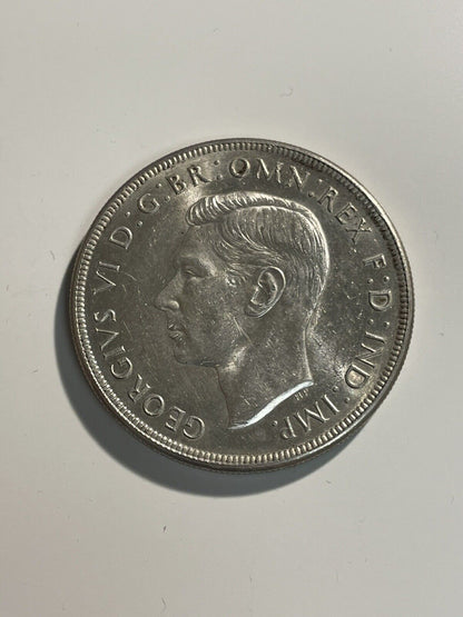 Australia 1937 Crown Sterling Silver Five Shillings 5/- Large Coin Scarce aUNC