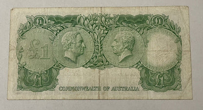 Australia 1953 Coombs/ Wilson £1 One Pound Paper Banknote Predecimal VF