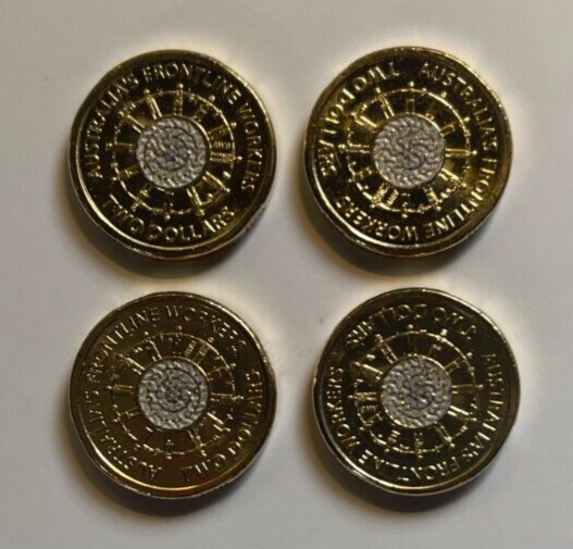 Australia 2022 $2 Two Dollar coloured coin Frontline Workers UNC X4